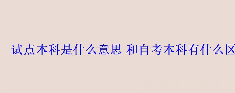 試點本科是什么意思和自考本科有什么區別