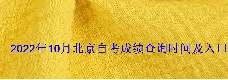 2022年10月北京自考成績查詢時間及入口