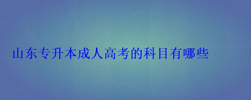 山東成人高考的科目有哪些，專升本成人高考的科目有哪些