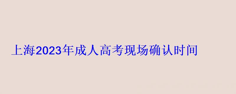 上海2023年成人高考現場確認時間