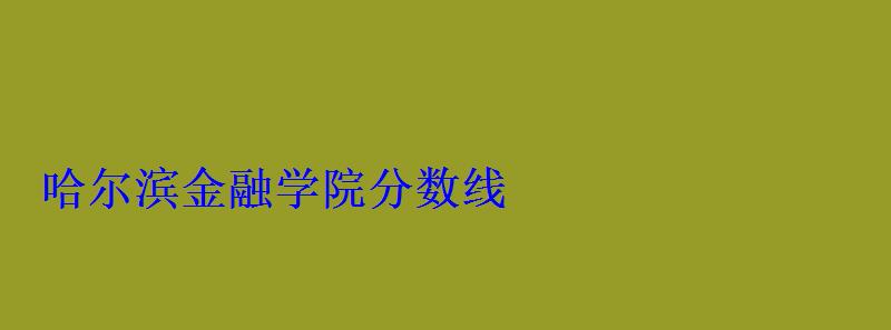 哈爾濱金融學院分數線