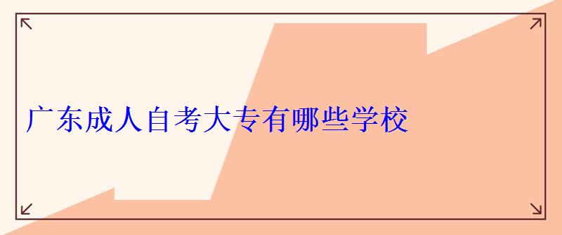 廣東成人自考官網，廣東成人自考大專有哪些學校