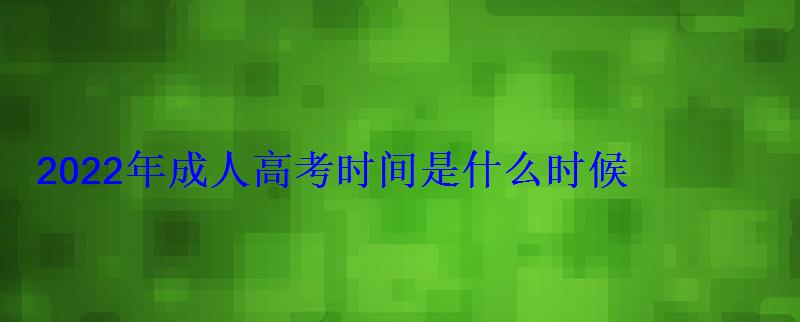 2022年成人高考時間是什么時候