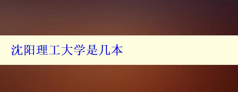 沈陽(yáng)理工大學(xué)是幾本