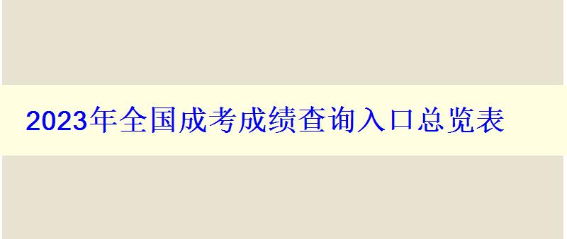 2023年全國成考成績查詢入口總覽表