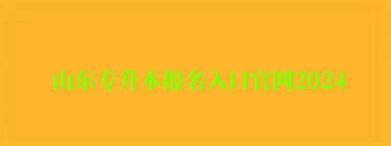 山東專升本報名入口官網2024