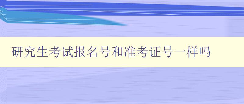 研究生考試報名號和準考證號一樣嗎 解析研究生考試報名流程