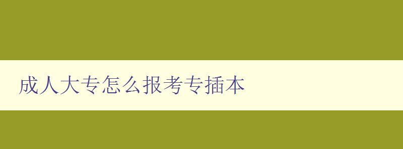 成人大專怎么報考專插本