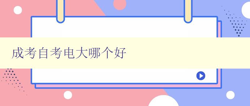 成考自考電大哪個好 選擇成人教育的正確方向