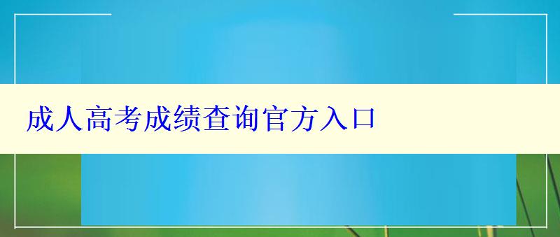 成人高考成績查詢官方入口