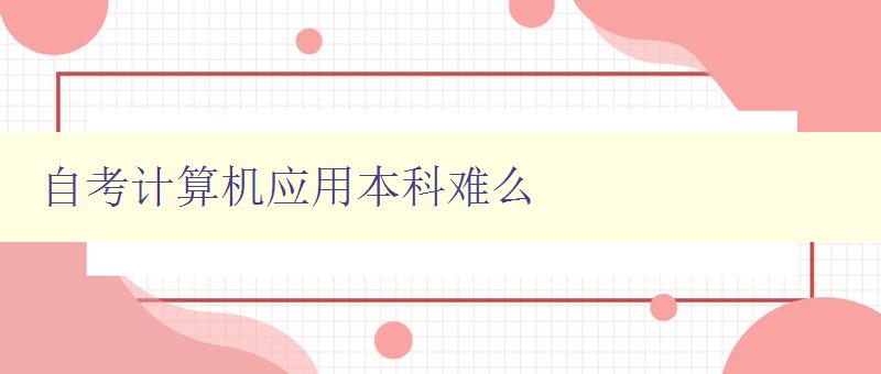 自考計算機應用本科難么 分析自考計算機專業難度及應對策略