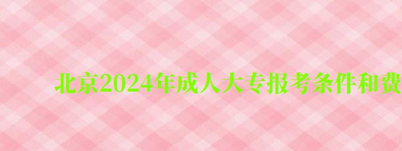 北京2024年成人大專報考條件和費用