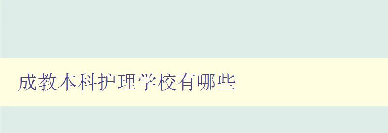 成教本科護理學校有哪些