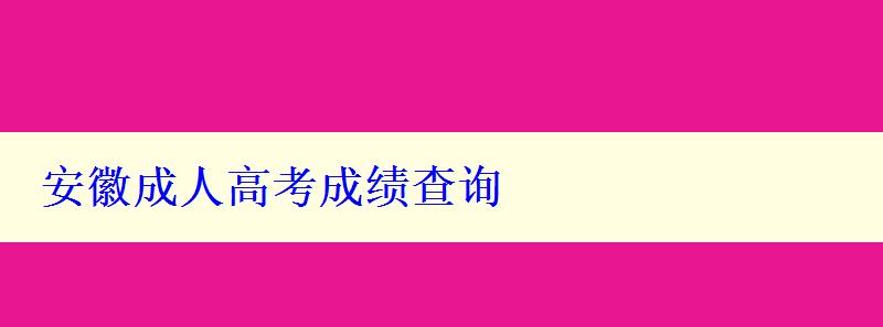 安徽成人高考成績查詢