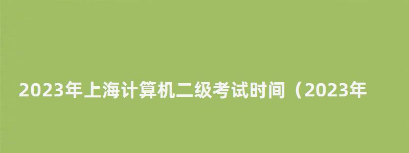 2023年上海計算機二級考試時間