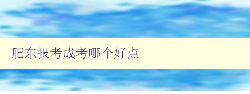 肥東報考成考哪個好點 分析肥東各成考培訓(xùn)機構(gòu)的優(yōu)劣勢