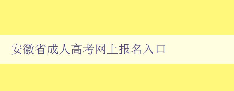 安徽省成人高考網上報名入口