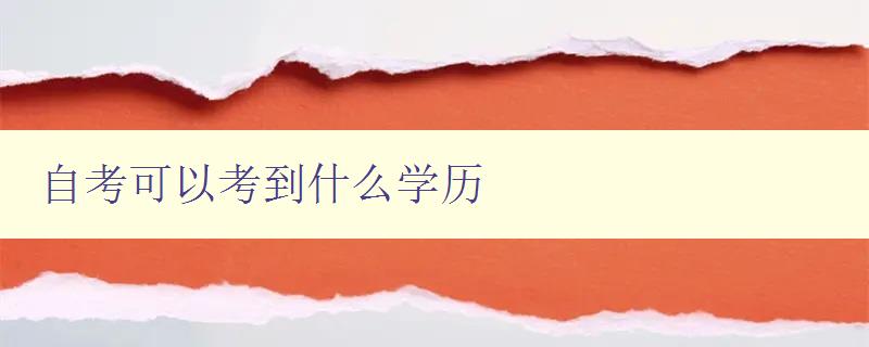 自考可以考到什么學歷