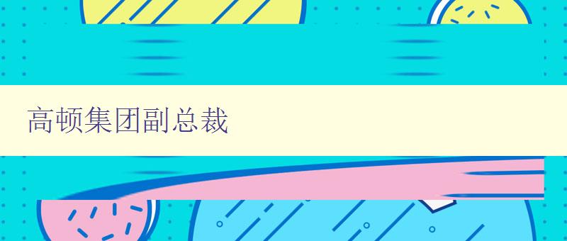 高頓集團副總裁 職業生涯和管理經驗介紹