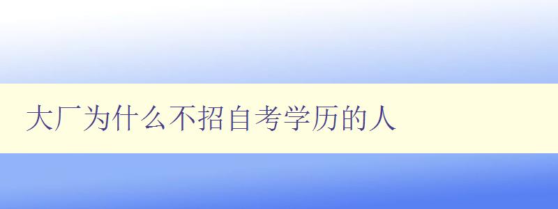 大廠為什么不招自考學歷的人 探討大廠招聘標準與自考學歷的關系