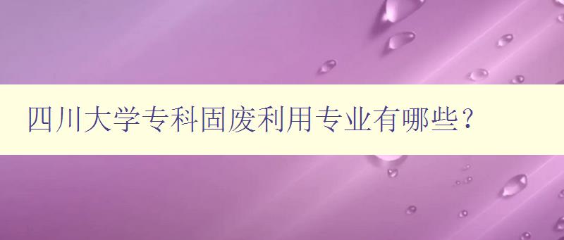 四川大學?？乒虖U利用專業有哪些?