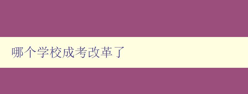 哪個(gè)學(xué)校成考改革了 深入探討一所學(xué)校的成考改革經(jīng)驗(yàn)