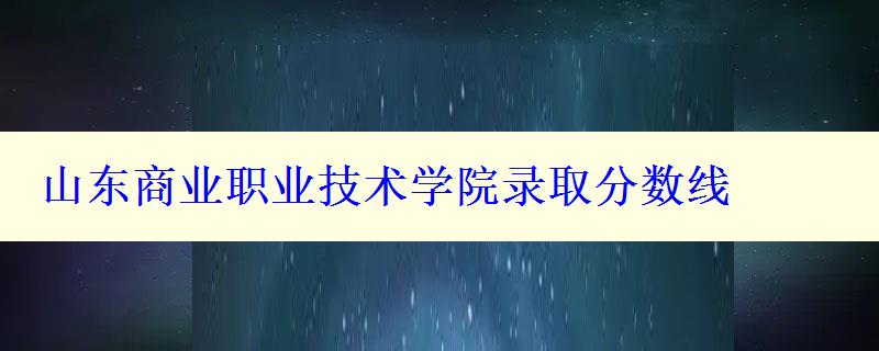 山東商業職業技術學院錄取分數線